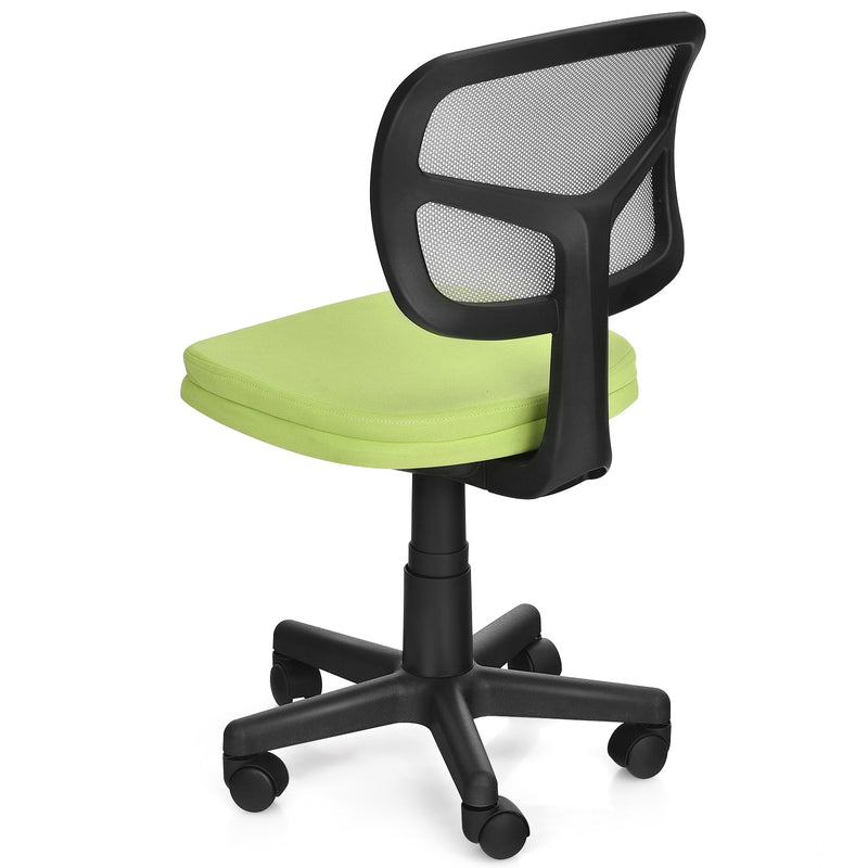 Armless Computer Chair with Height Adjustment and Breathable Mesh for Home Office-Green