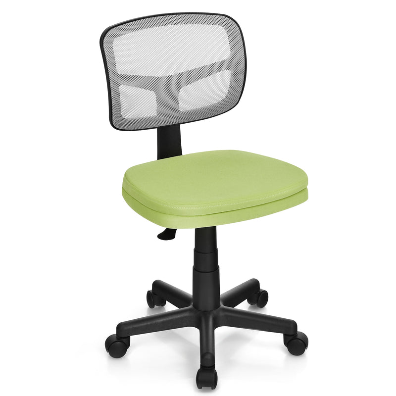 Armless Computer Chair with Height Adjustment and Breathable Mesh for Home Office-Green