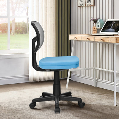 Armless Computer Chair with Height Adjustment and Breathable Mesh for Home Office-Blue