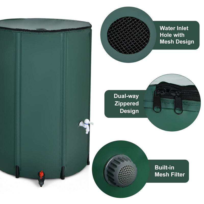 100 Gallon Portable Rain Barrel Water Collector Tank with Spigot Filter