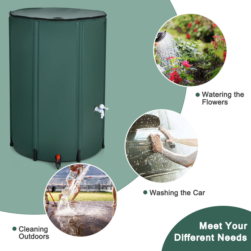 100 Gallon Portable Rain Barrel Water Collector Tank with Spigot Filter