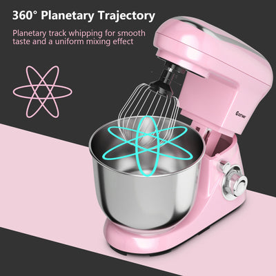 5.3 Qt Stand Kitchen Food Mixer 6 Speed with Dough Hook Beater-Pink