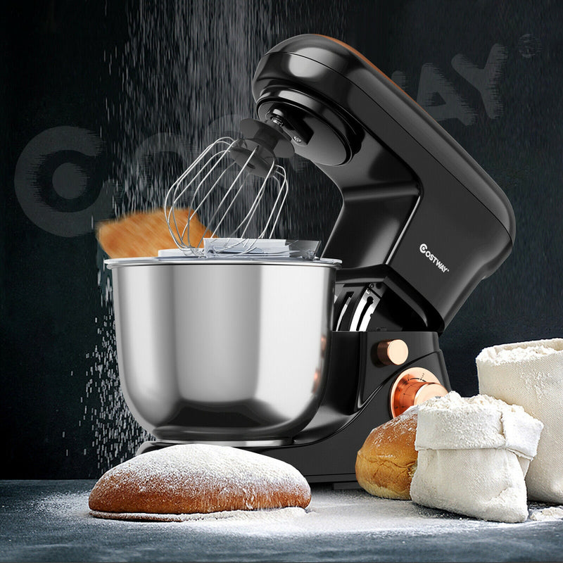 5.3 Qt Stand Kitchen Food Mixer 6 Speed with Dough Hook Beater-Black