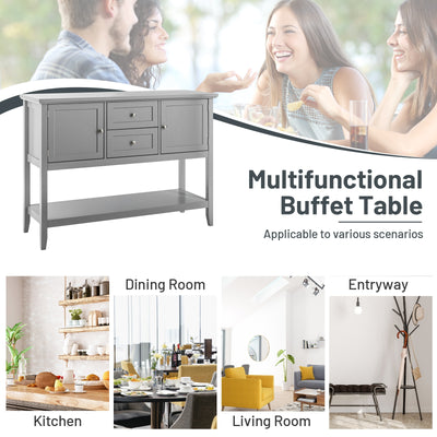 Wooden Sideboard Buffet Console Table  with Drawers and Storage-Gray