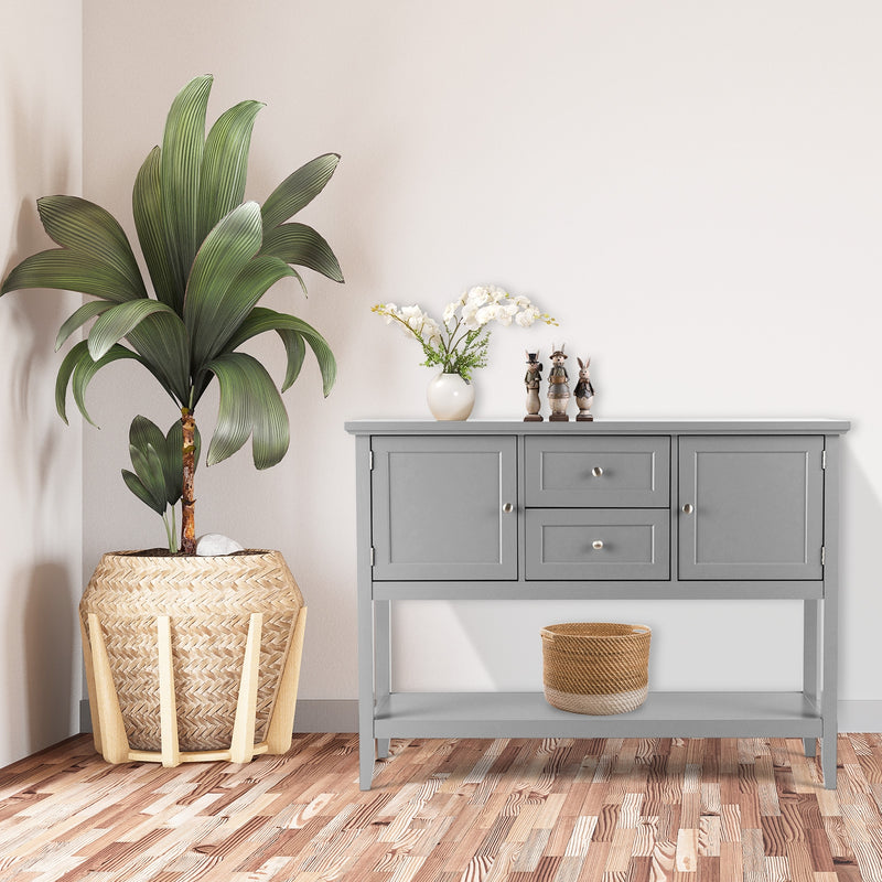 Wooden Sideboard Buffet Console Table  with Drawers and Storage-Gray