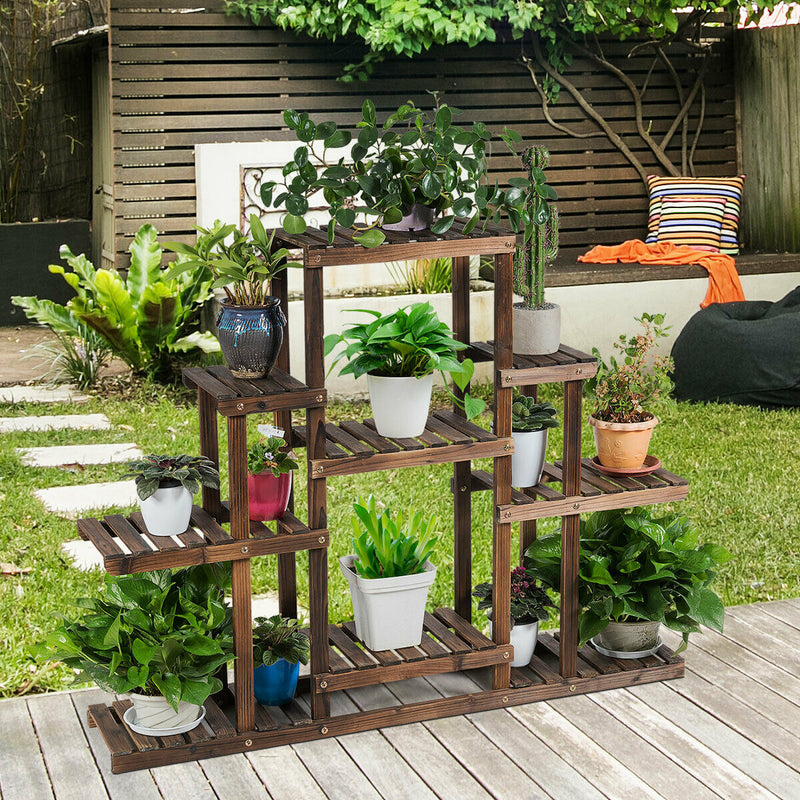 6-Tier Flower Wood Stand Plant Display Rack Storage Shelf