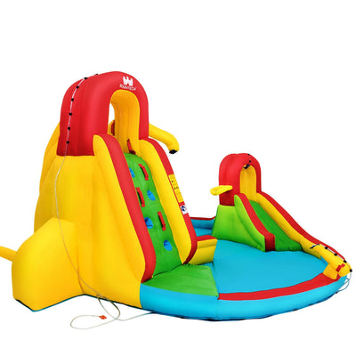 Kid's Inflatable Water Slide Bounce House with Climbing Wall and Pool Without Blower