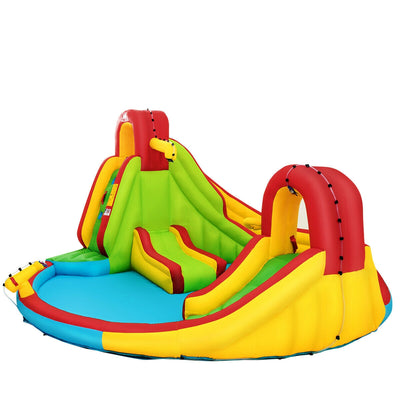 Kid's Inflatable Water Slide Bounce House with Climbing Wall and Pool Without Blower