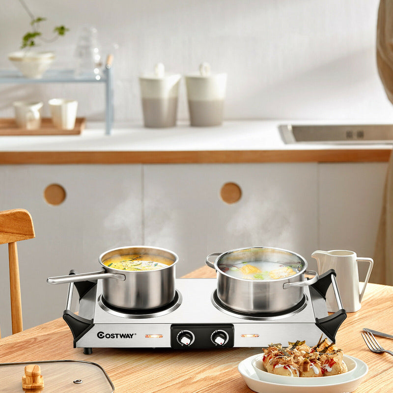 Ceramic Infrared Countertop Stove with Temperature Control and Insulated Cool Handles