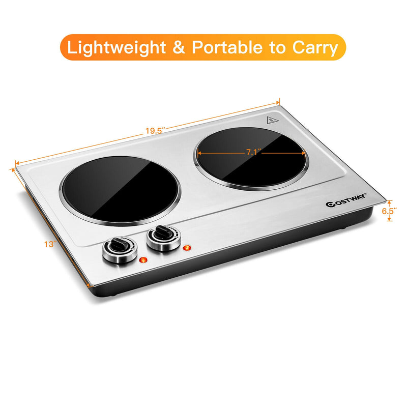 1800W Stainless Steel Infrared Cooktop with Non-slipping Feet and Adjustable Temperature