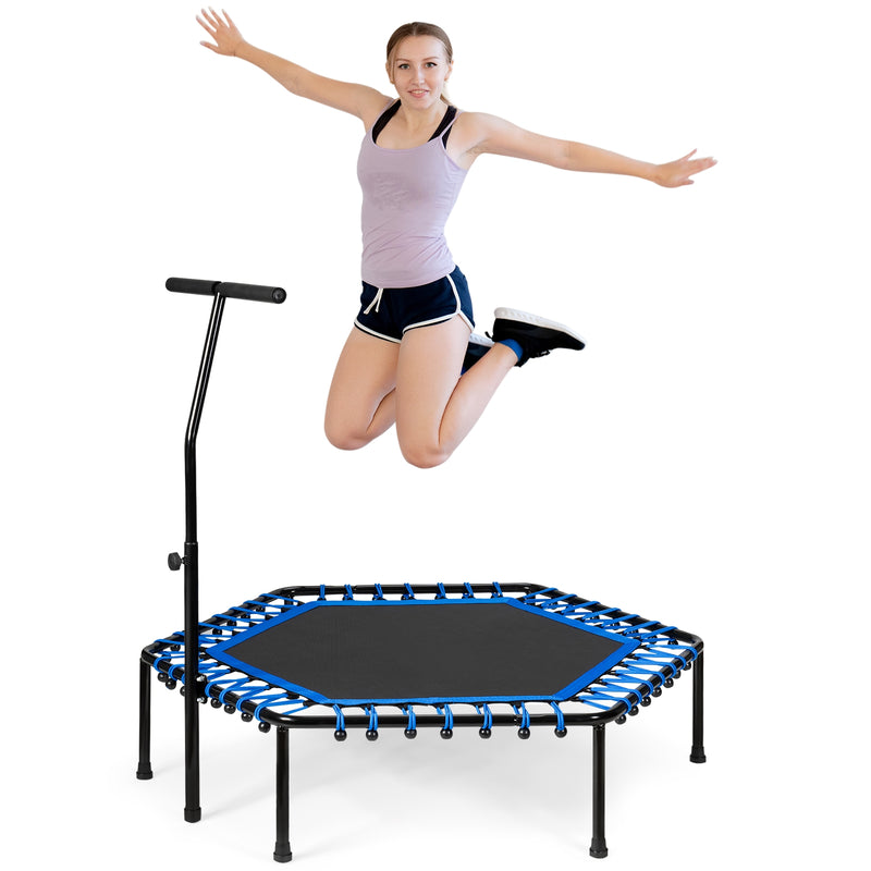 51" Mini Fitness Trampoline with Adjustable Bar