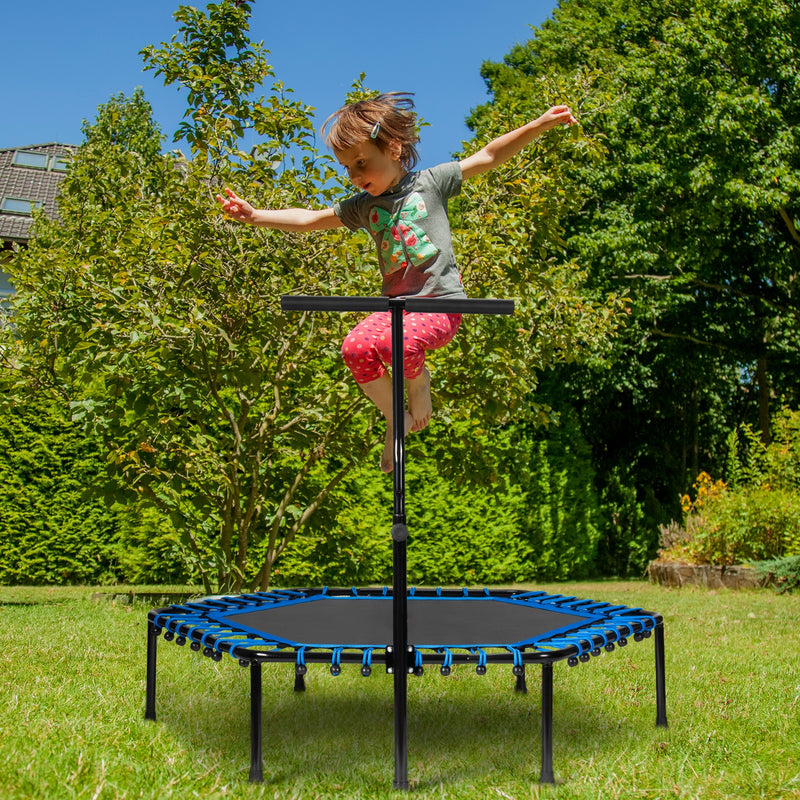 51" Mini Fitness Trampoline with Adjustable Bar