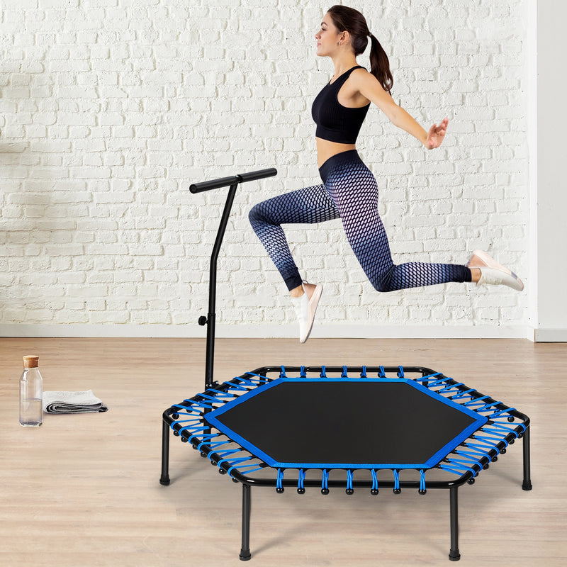 51" Mini Fitness Trampoline with Adjustable Bar