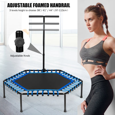 51" Mini Fitness Trampoline with Adjustable Bar