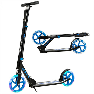 Portable Folding Sports Kick Scooter with LED Wheels-Blue