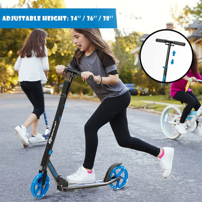 Portable Folding Sports Kick Scooter with LED Wheels-Blue