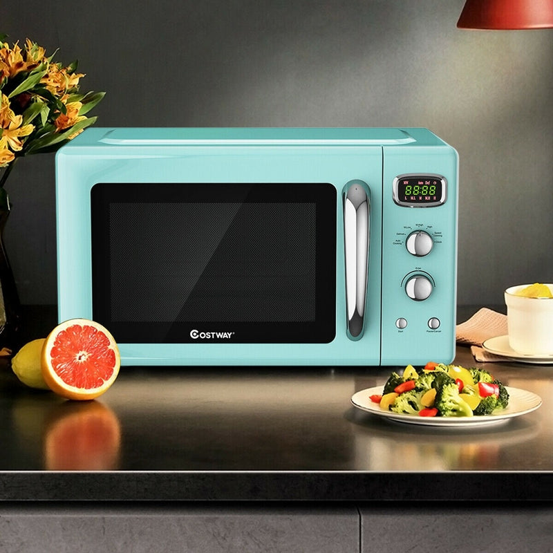 0.9 Cu.ft Retro Countertop Compact Microwave Oven-Green