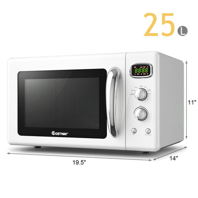 0.9 Cu.ft Retro Countertop Compact Microwave Oven-White