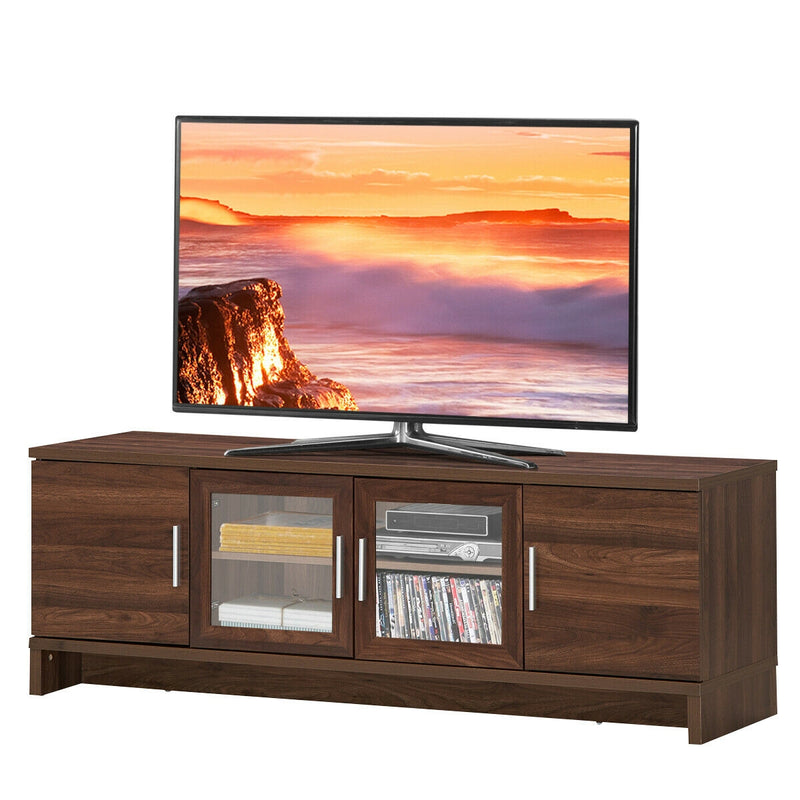 Media Entertainment TV Stand for TVs up to 70 Inch with Adjustable Shelf-Walnut