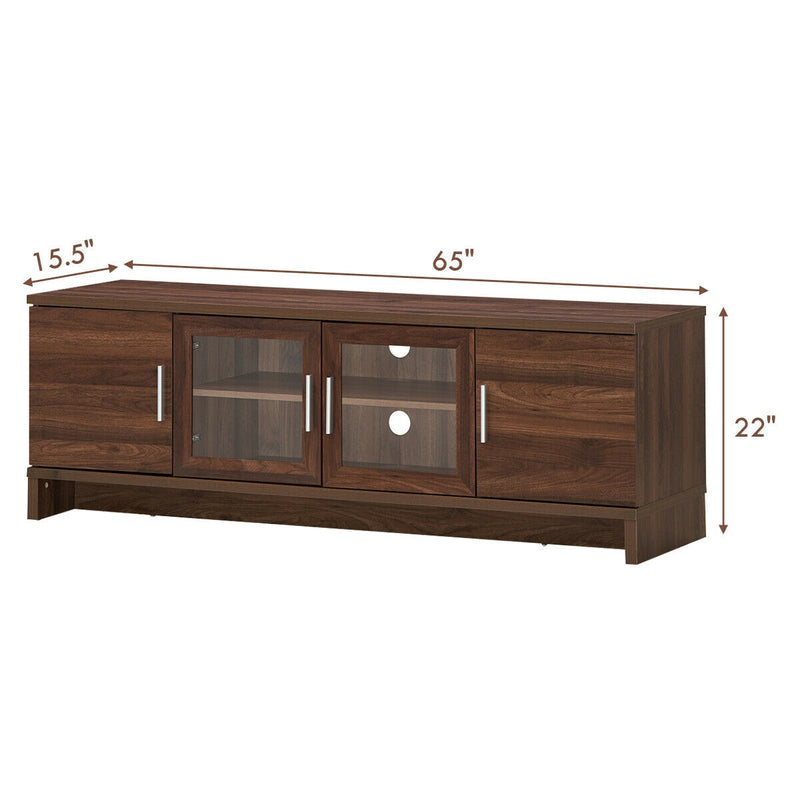 Media Entertainment TV Stand for TVs up to 70 Inch with Adjustable Shelf-Walnut