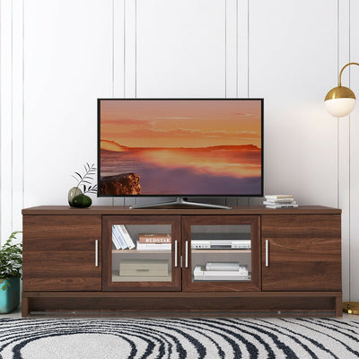 Media Entertainment TV Stand for TVs up to 70 Inch with Adjustable Shelf-Walnut