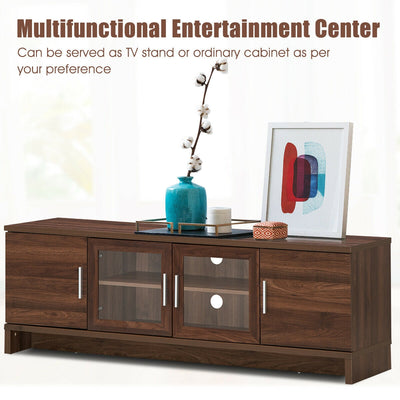 Media Entertainment TV Stand for TVs up to 70 Inch with Adjustable Shelf-Walnut