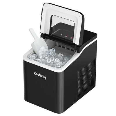 26lbs/24h Portable Countertop Ice Maker Machine with Scoop 9 Ice Cubes Ready in 8 minutes-Black