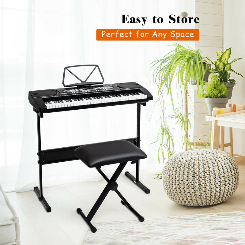 61 Key Electronic Piano with Lighted Keys Stand Bench Headphone