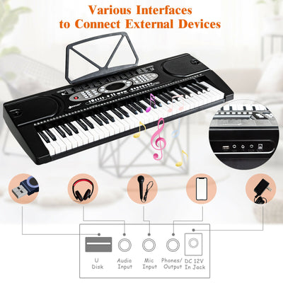 61 Key Electronic Piano with Lighted Keys Stand Bench Headphone