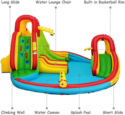 Kids Gift Inflatable Water Slide Bounce Park with 480 W Blower