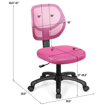 Low-back Computer Task Office Desk Chair with Swivel Casters-Pink