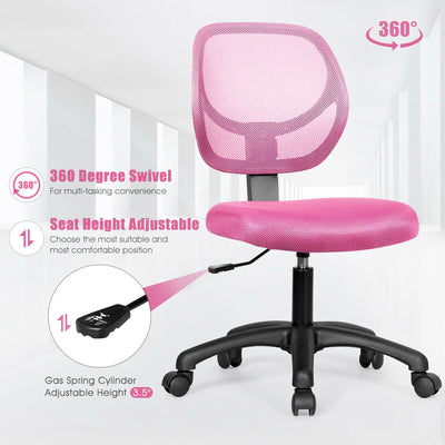 Low-back Computer Task Office Desk Chair with Swivel Casters-Pink