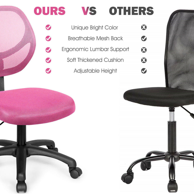 Low-back Computer Task Office Desk Chair with Swivel Casters-Pink