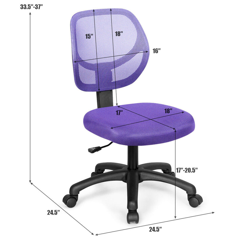 Low-back Computer Task Office Desk Chair with Swivel Casters-Purple