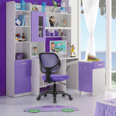 Low-back Computer Task Office Desk Chair with Swivel Casters-Purple