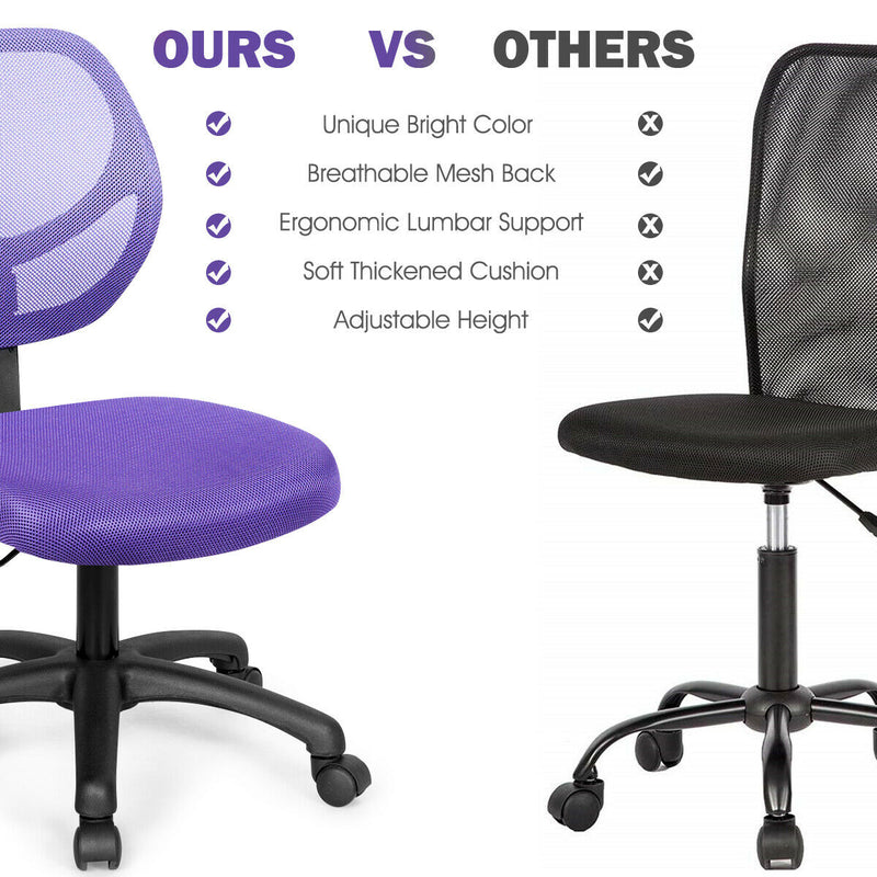 Low-back Computer Task Office Desk Chair with Swivel Casters-Purple