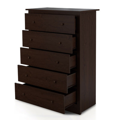 Functional Storage Organized Dresser with 5 Drawer-Dark Brown