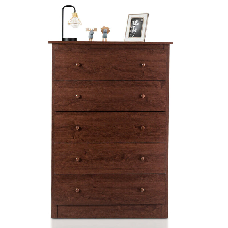 Functional Storage Organized Dresser with 5 Drawer-Brown