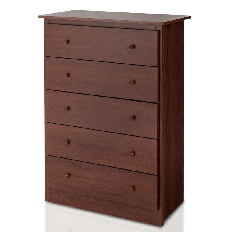 Functional Storage Organized Dresser with 5 Drawer-Brown