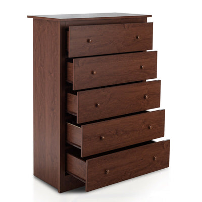 Functional Storage Organized Dresser with 5 Drawer-Brown