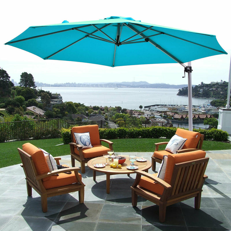 11 Feet Patio Offset Cantilever Umbrella 360° Rotation Aluminum Tilt-Blue