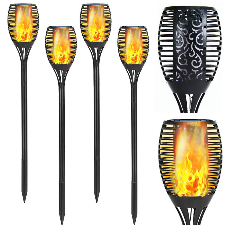 4 Pieces Solar Waterproof Flickering Dancing Flame Lamp