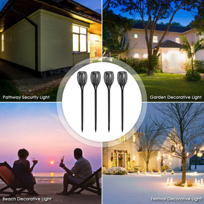 4 Pieces Solar Waterproof Flickering Dancing Flame Lamp