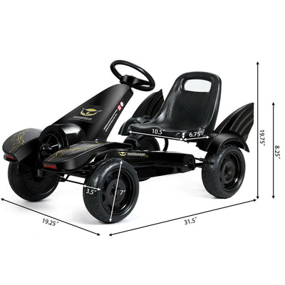 Kids Ride on 4 Wheel Pedal Powered Go Kart-Black