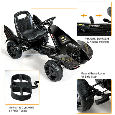 Kids Ride on 4 Wheel Pedal Powered Go Kart-Black