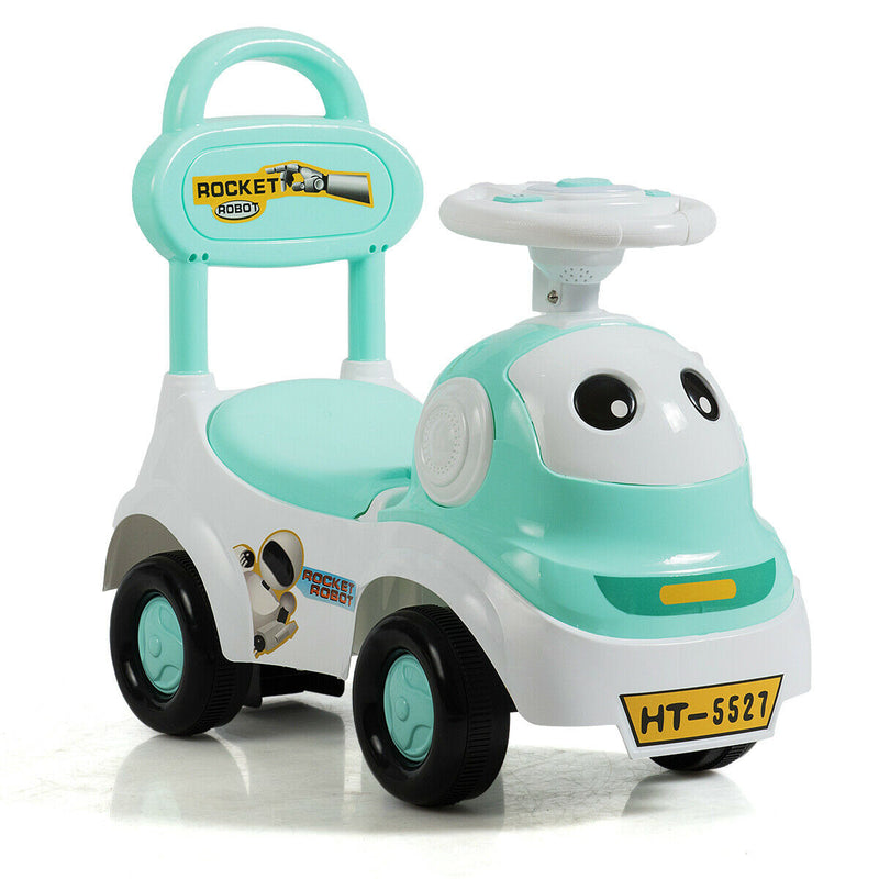 3-in-1 Baby Walker Sliding Pushing Car with Sound Function-Green