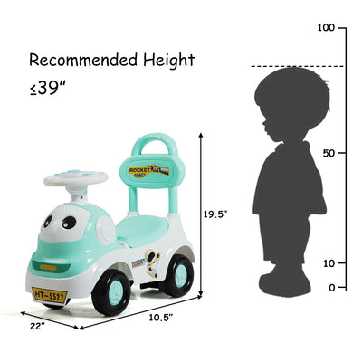 3-in-1 Baby Walker Sliding Pushing Car with Sound Function-Green