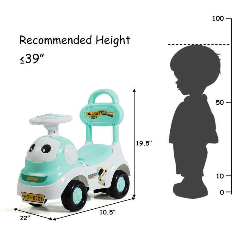 3-in-1 Baby Walker Sliding Pushing Car with Sound Function-Green