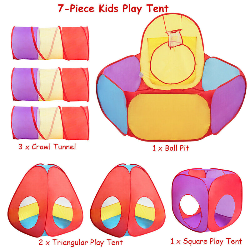 7 Pieces Kids Ball Pit Pop Up Play Tents