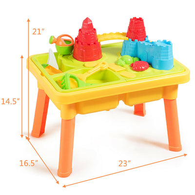 Sand and Water Play Table for Kids with Sand Castle Molds